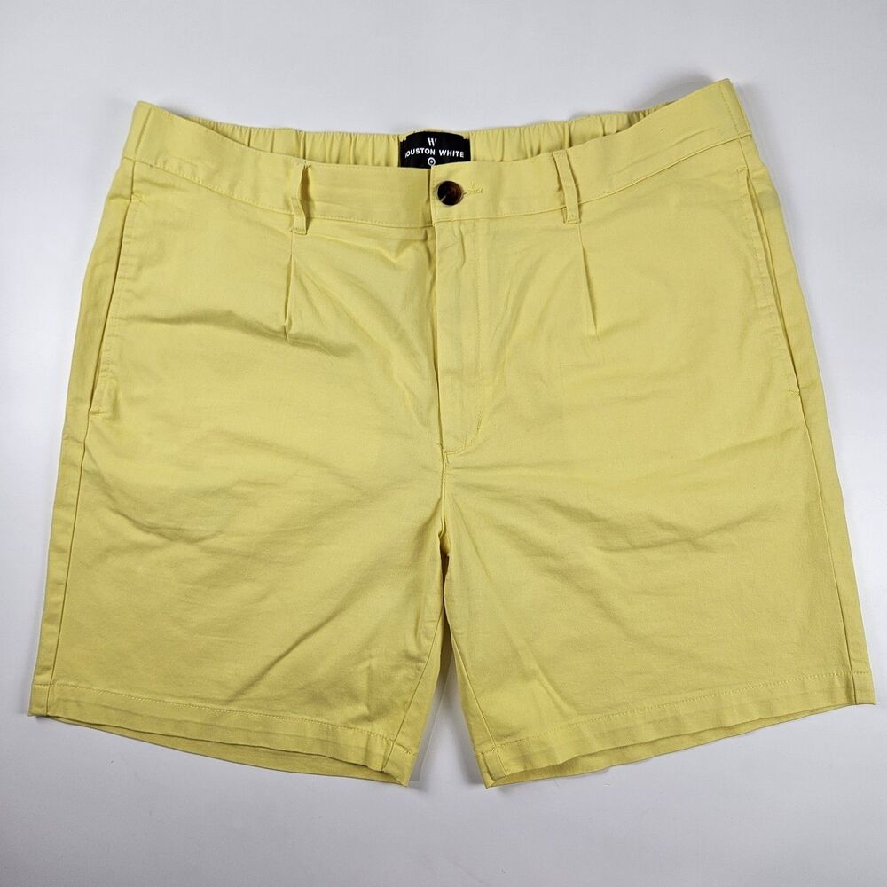 Houston White Men's Yellow Chino Golf Shorts Size 40 Cotton Stretch